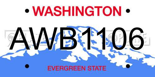 AWB1106 Washington License Plate