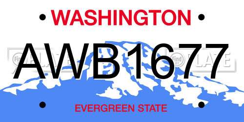 AWB1677 Washington License Plate
