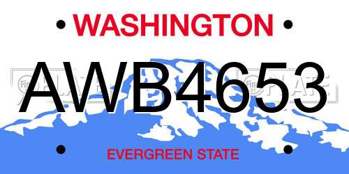 AWB4653 Washington License Plate
