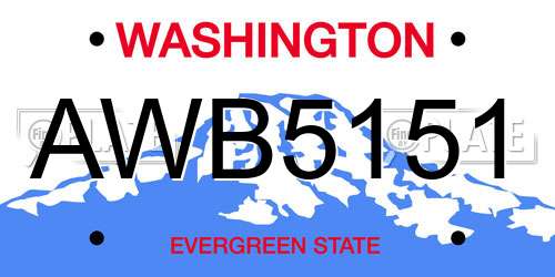 AWB5151 Washington License Plate