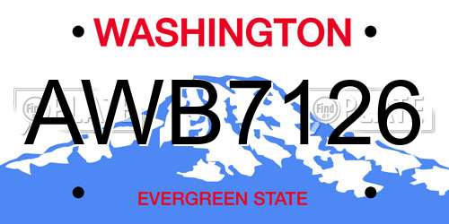 AWB7126 Washington License Plate