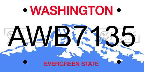 AWB7135 Washington License Plate