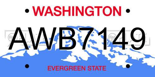 AWB7149 Washington License Plate
