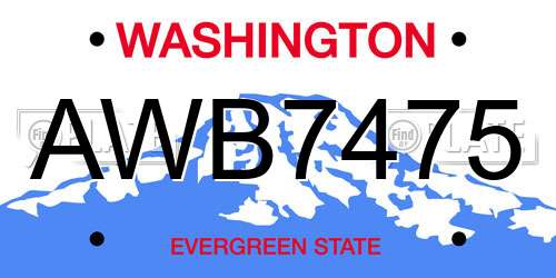 AWB7475 Washington License Plate