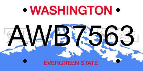 AWB7563 Washington License Plate