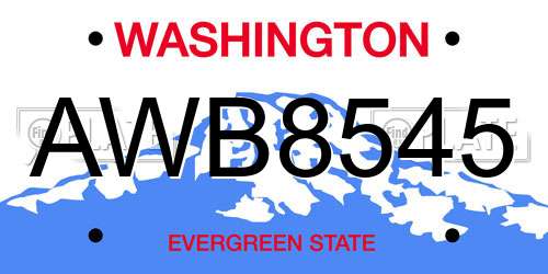 AWB8545 Washington License Plate