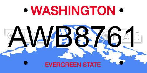 AWB8761 Washington License Plate