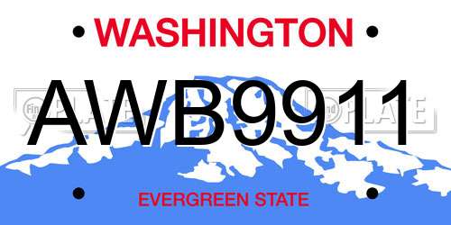 AWB9911 Washington License Plate