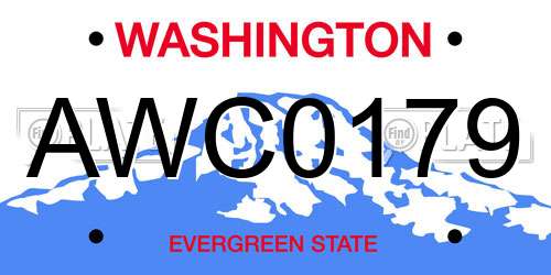 AWC0179 Washington License Plate