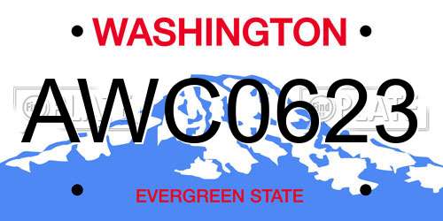 AWC0623 Washington License Plate