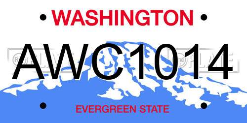 AWC1014 Washington License Plate