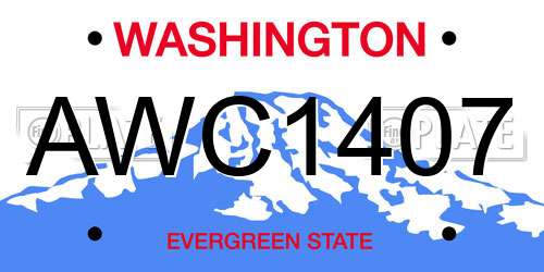 AWC1407 Washington License Plate