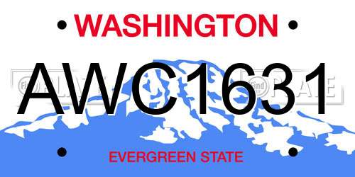 AWC1631 Washington License Plate
