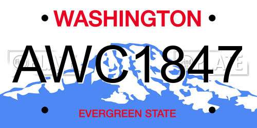 AWC1847 Washington License Plate