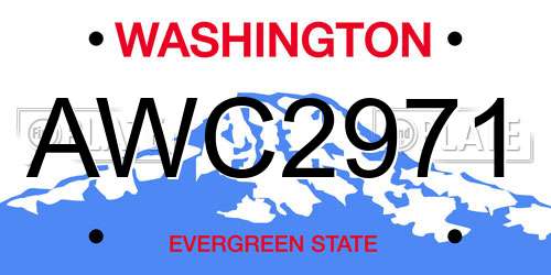 AWC2971 Washington License Plate