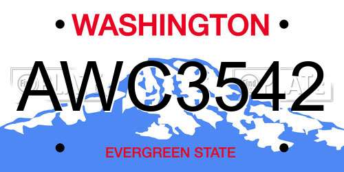 AWC3542 Washington License Plate