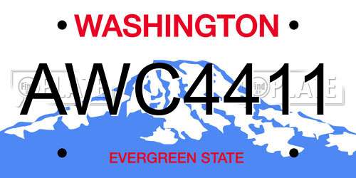 AWC4411 Washington License Plate