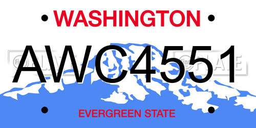 AWC4551 Washington License Plate