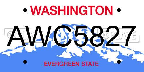 AWC5827 Washington License Plate