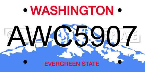 AWC5907 Washington License Plate