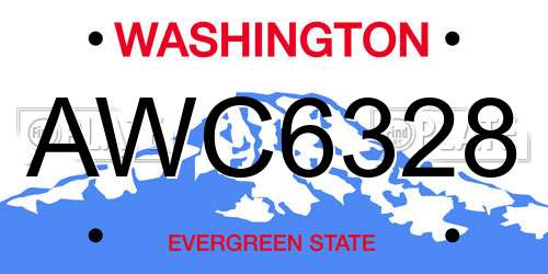 AWC6328 Washington License Plate