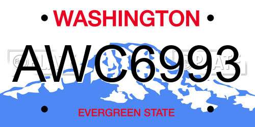 AWC6993 Washington License Plate