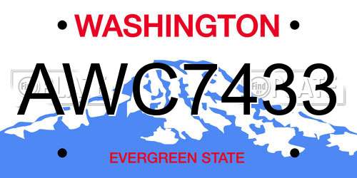 AWC7433 Washington License Plate