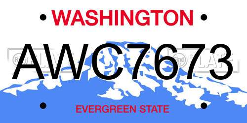 AWC7673 Washington License Plate