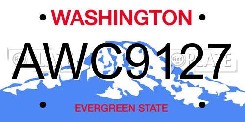 AWC9127 Washington License Plate