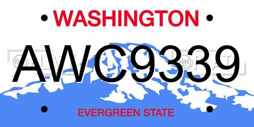 AWC9339 Washington License Plate