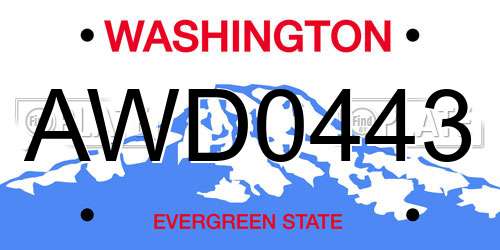 AWD0443 Washington License Plate