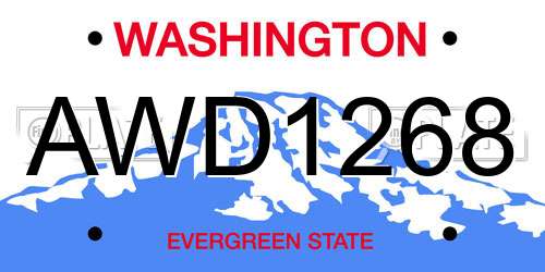 AWD1268 Washington License Plate
