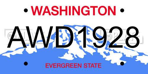 AWD1928 Washington License Plate