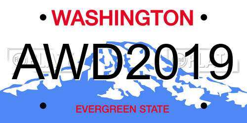 AWD2019 Washington License Plate