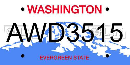 AWD3515 Washington License Plate