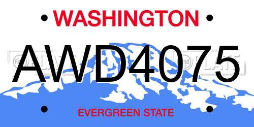 AWD4075 Washington License Plate