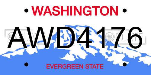 AWD4176 Washington License Plate