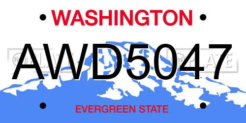 AWD5047 Washington License Plate