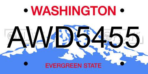 AWD5455 Washington License Plate