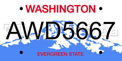 AWD5667 Washington License Plate