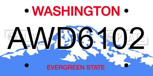 AWD6102 Washington License Plate