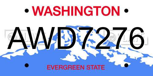 AWD7276 Washington License Plate