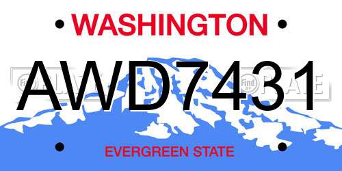 AWD7431 Washington License Plate