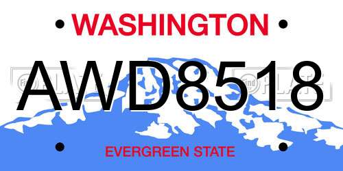 AWD8518 Washington License Plate