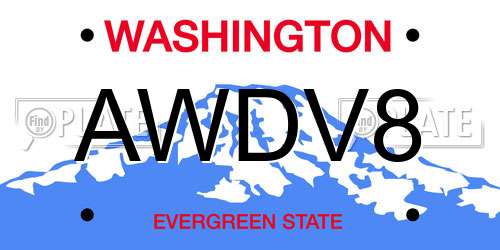 AWDV8 Washington License Plate