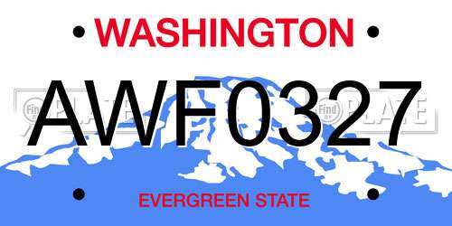 AWF0327 Washington License Plate