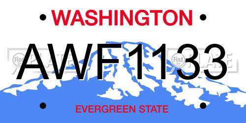 AWF1133 Washington License Plate