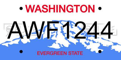 AWF1244 Washington License Plate