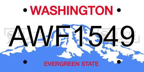AWF1549 Washington License Plate