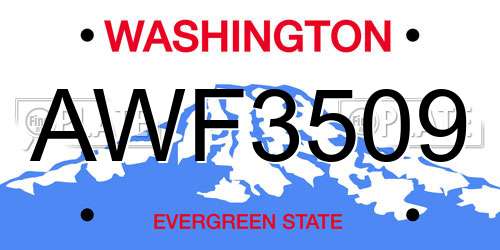 AWF3509 Washington License Plate